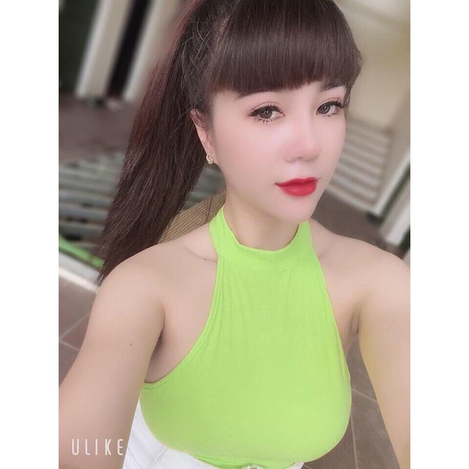 Áo croptop cổ yếm hở lưng nhiều màu
