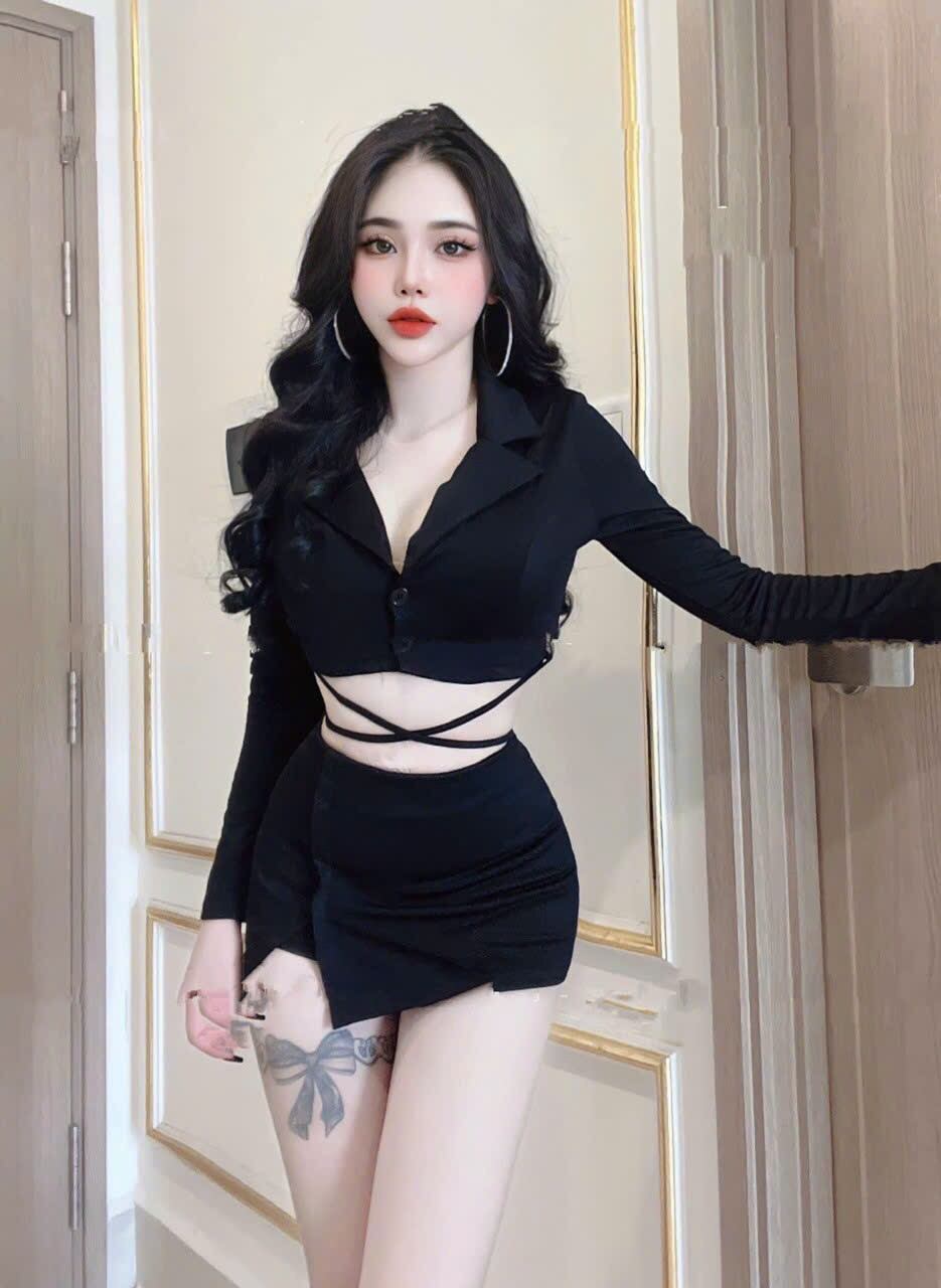 SƯT VÁY VEST PHỐI DÂY BUỘC EO XẺ ĐÙI.