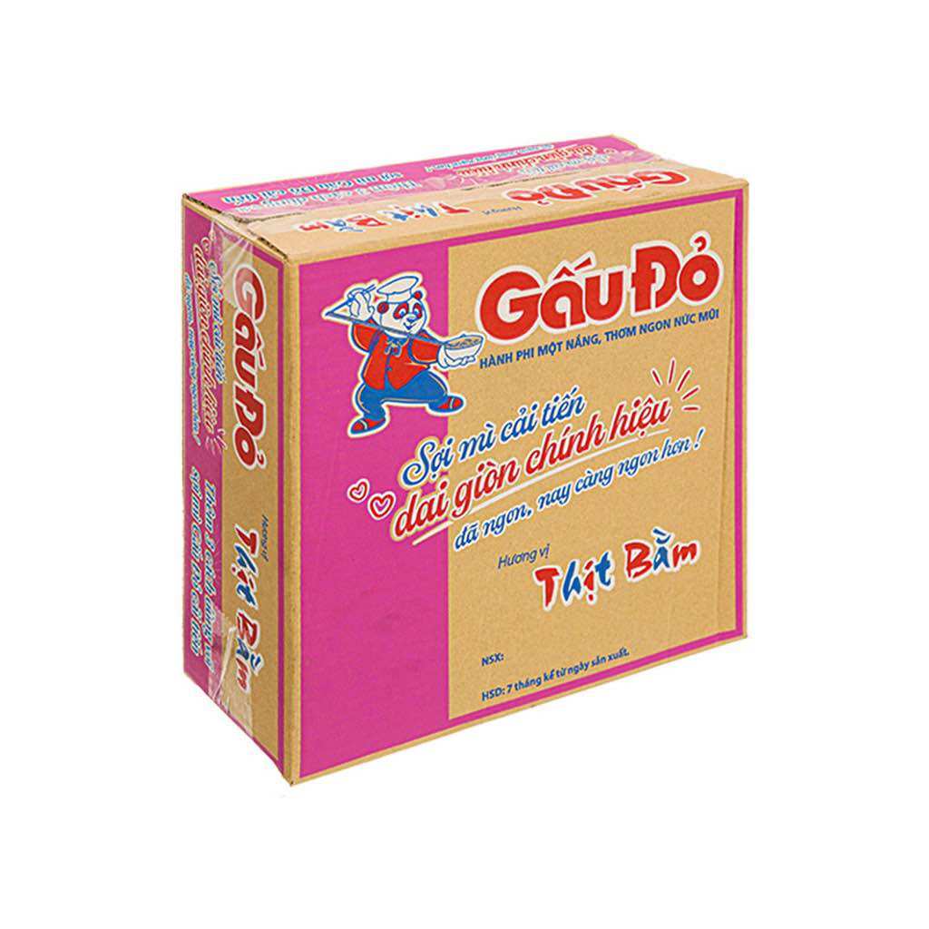 Thùng 30 gói mì gấu đỏ thịt bằm 63g
