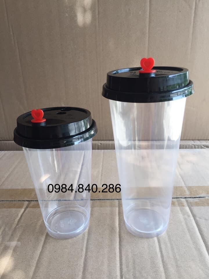 100 cốc nhựa dày nắp tim