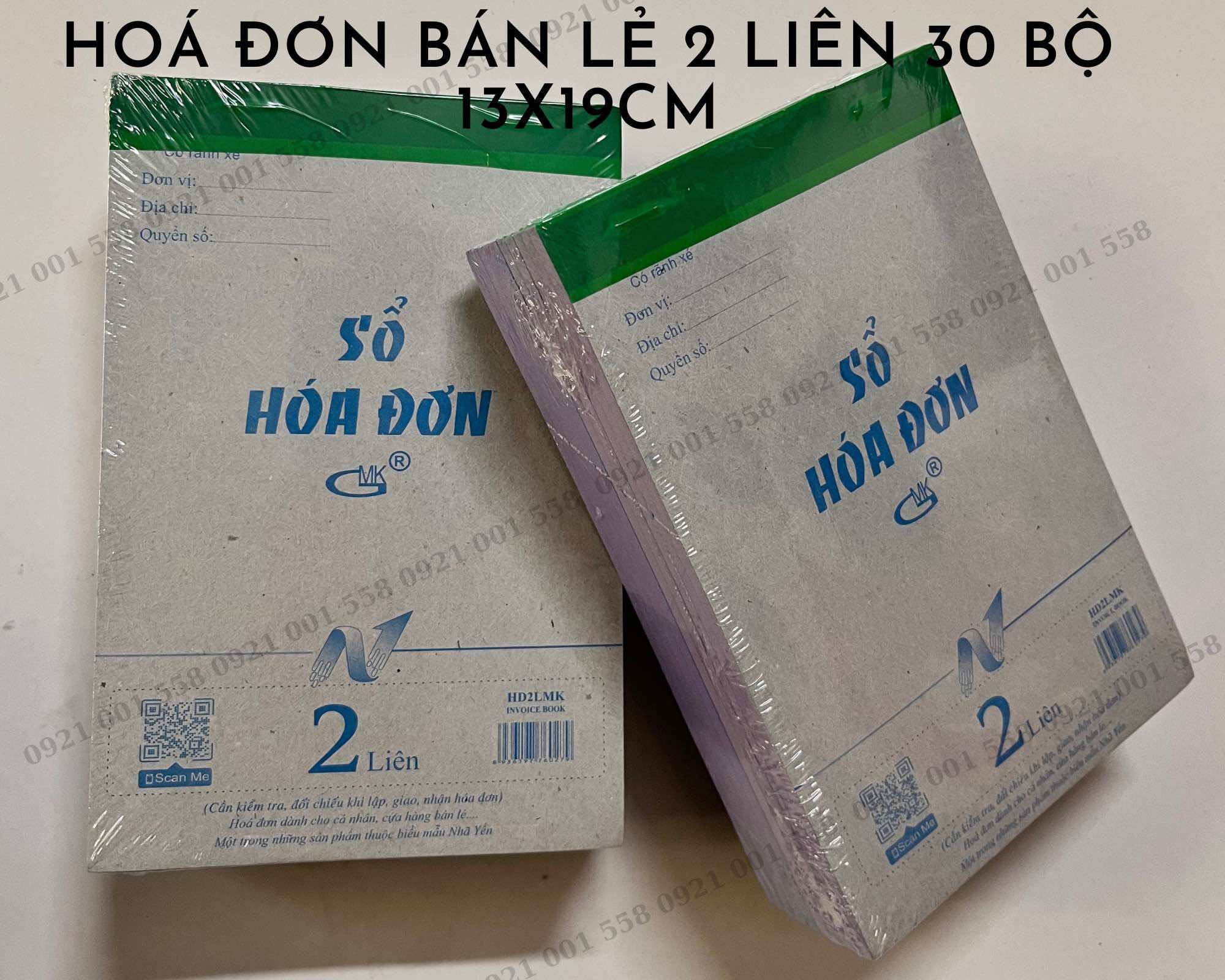 Hóa đơn bán lẻ 2 liên - 30 bộ 13*19cm