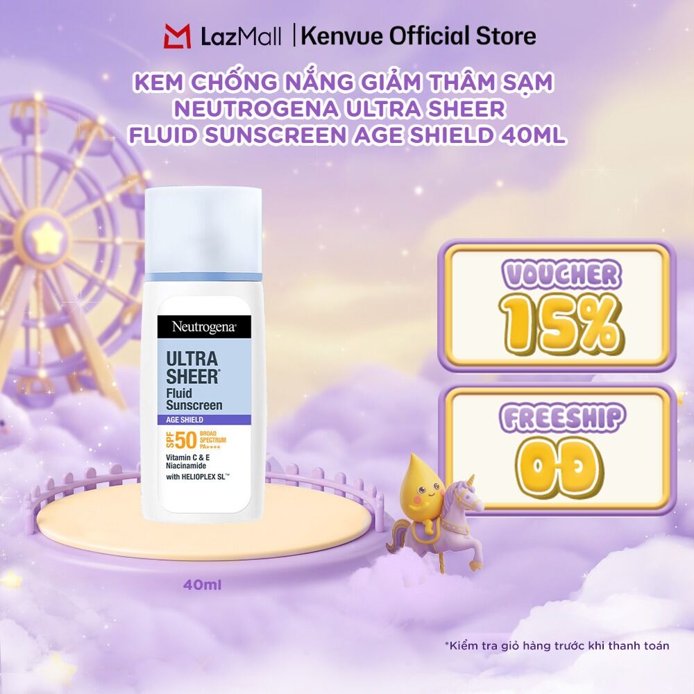 Kem chống nắng Neutrogena® Ultra Sheer Fluid Sunscreen Age Shield SPF 50 Broad Spectrum PA+++ 40ml
