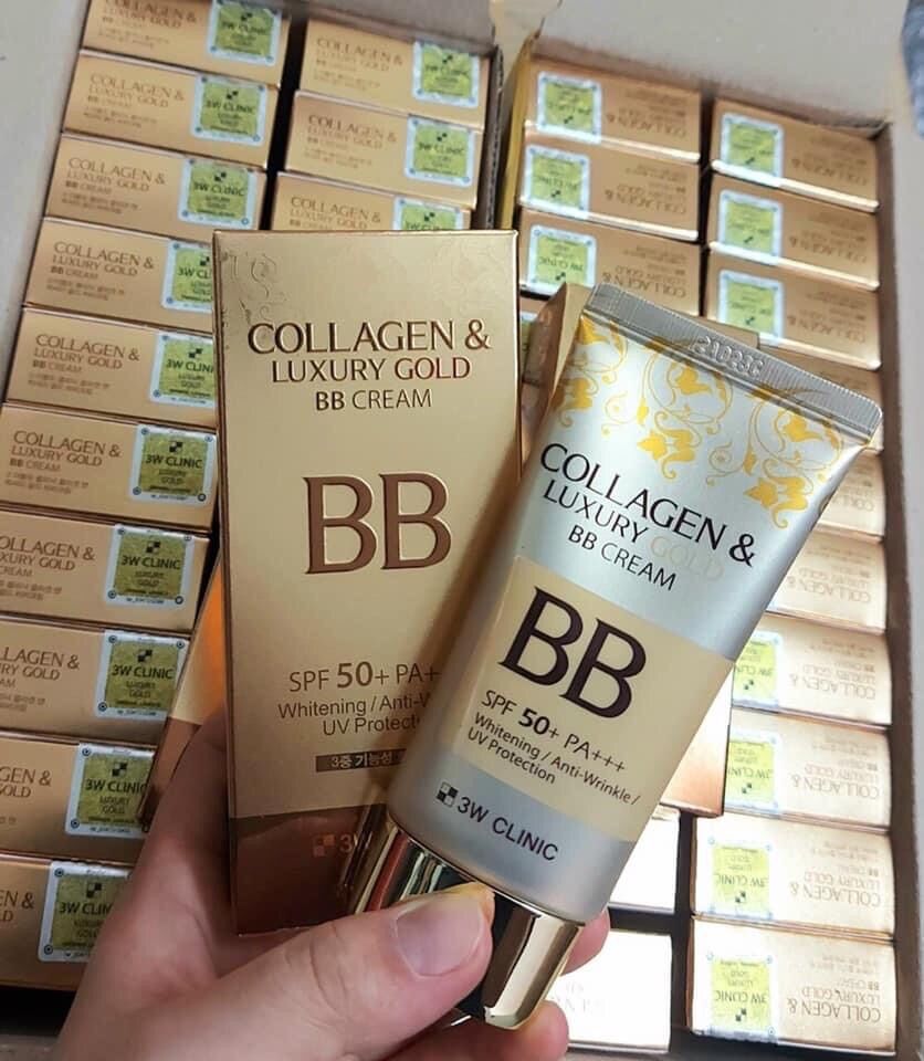 Kem nền BB Collagen & Luxury Gold BB Cream 3W Clinic SPF50+PA+++ 50ml Hàn Quốc