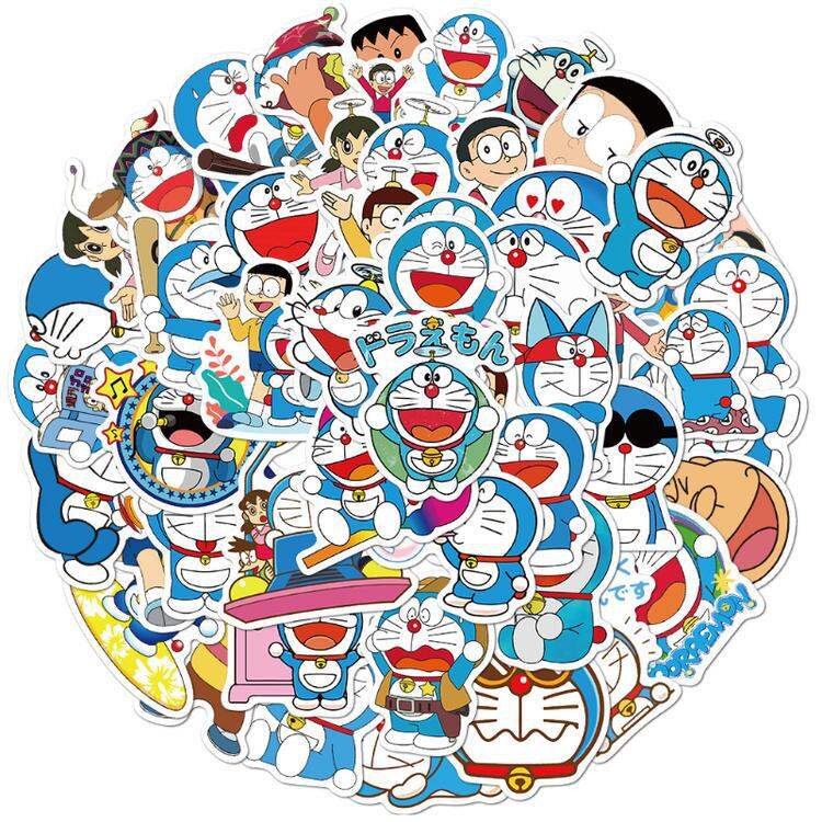 Set 50 miếng sticker hình dán chống nước Doraemon