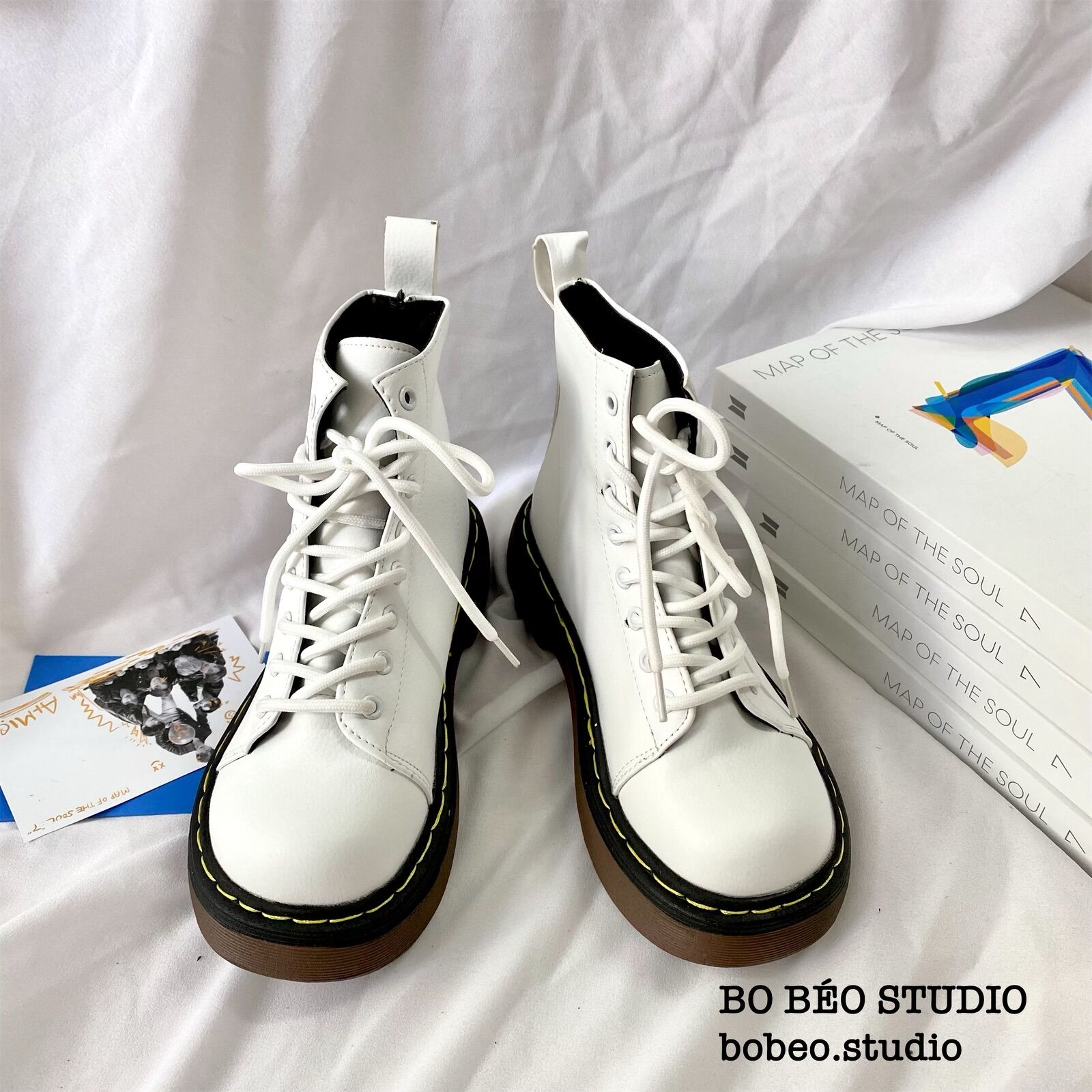 Basic leather boots - bốt ulzzang cổ cao đế nâu 4cm