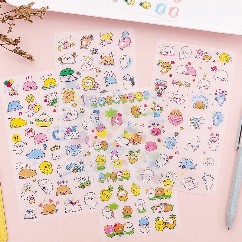 1 set (gồm 6 miếng) stickers hình bé Mamegoma dễ thương