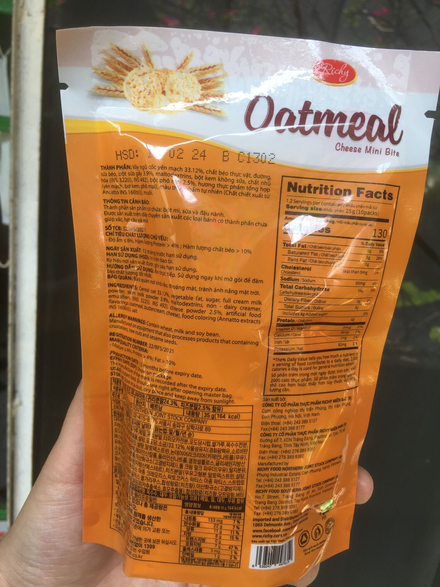 Bánh yến mạch Oatmeal Richy mini 35g vị phô mai