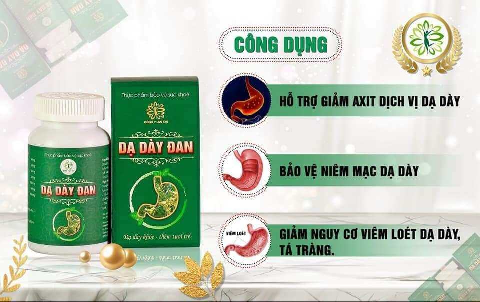 Dạ Dày Đan - hổ trợ tiêu diêt vi khuẩn HP gây viêm loét dạ dày, tá tràng, thượng vị, trào ngược dạ dày, trĩ nội, đi ngoài rát, buốt, ra huyết...