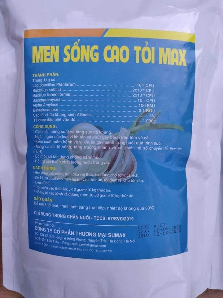 [men vi sinh cá tôm] MEN SỐNG CAO TỎI THỦY SẢN