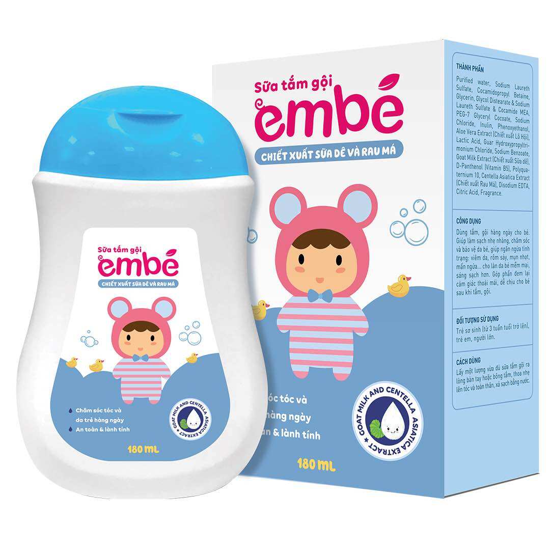 Sữa tắm gội Em Bé - Dùng được cho trẻ sơ sinh, tắm gội hằng ngày (Chai 180ml₫