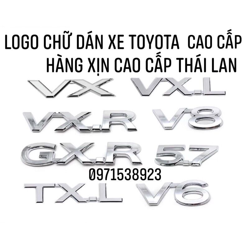 bộ logo chữ nổi VX TX VXR VXS GXR VXL TXL 5.7 V8 V6 dán đuôi xe Toyota LAND CRUISER hàng cao cấp thái lan