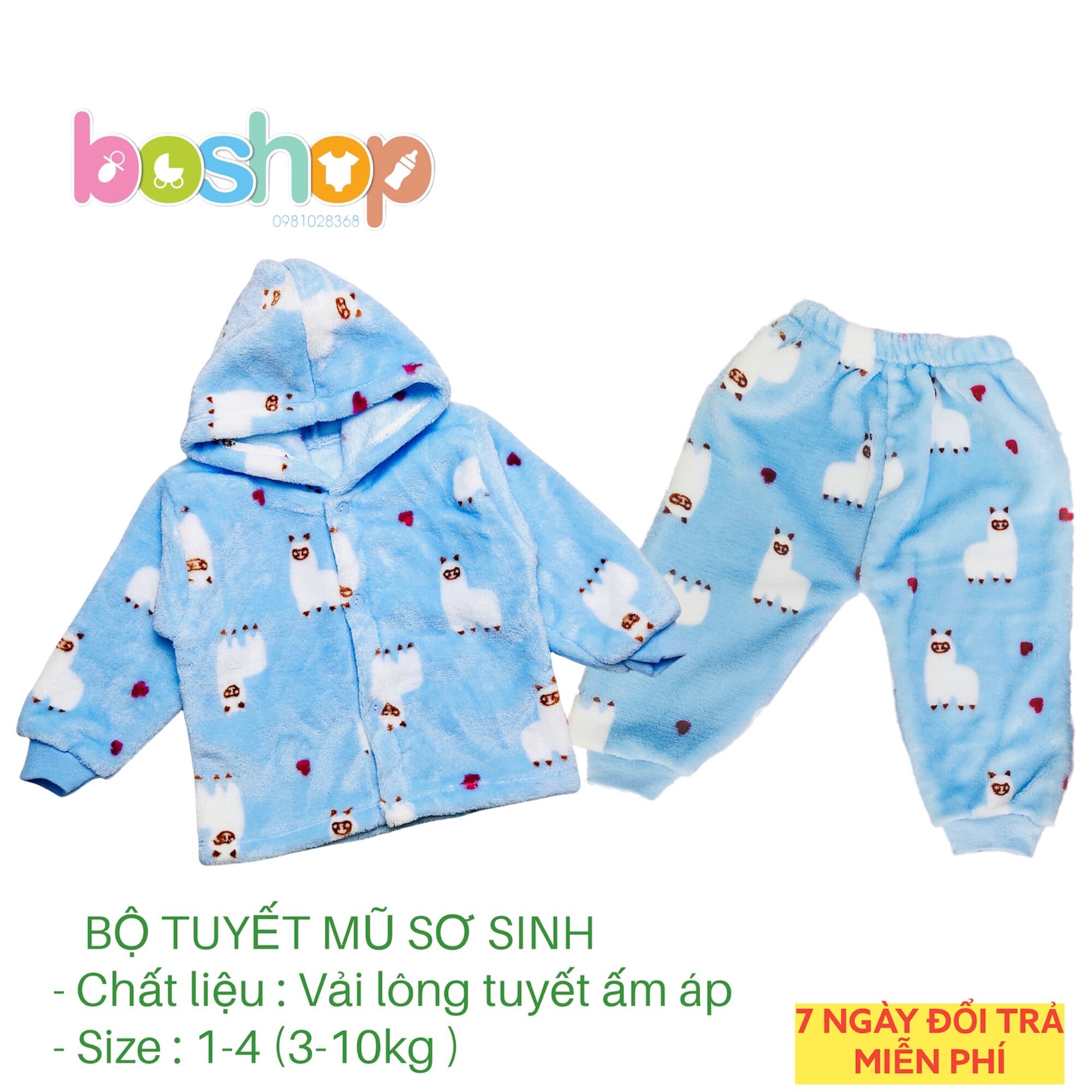Bộ tuyết mũ cho bé sơ sinh 3-10kg