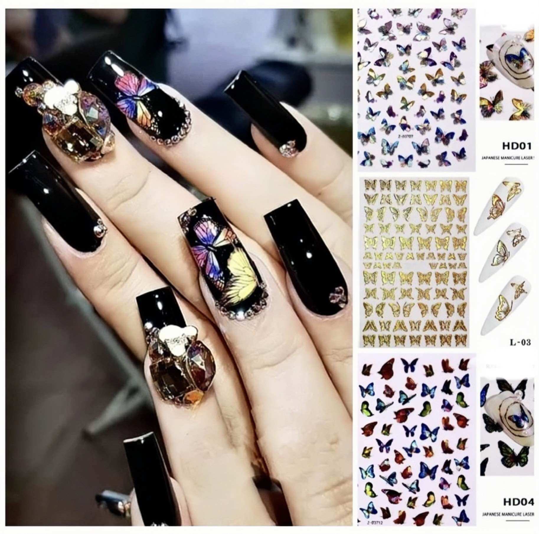Sticker hoạt hình cô gái dán móng tay đủ kiểu