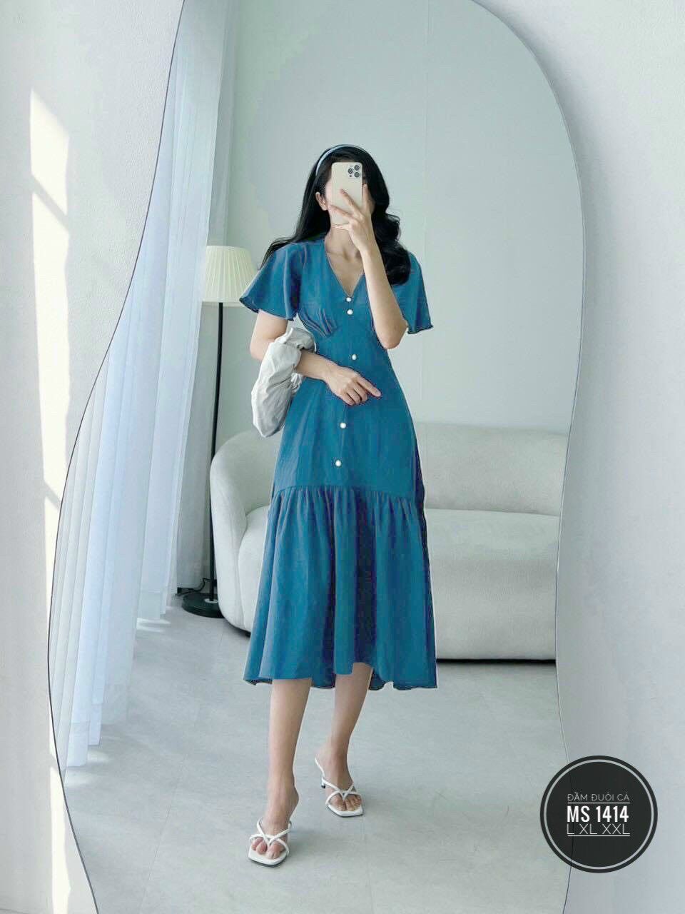 [Ảnh thật] 55-90kg Bigsize ĐẦM MAXI ĐUÔI CÁ (MS1414)