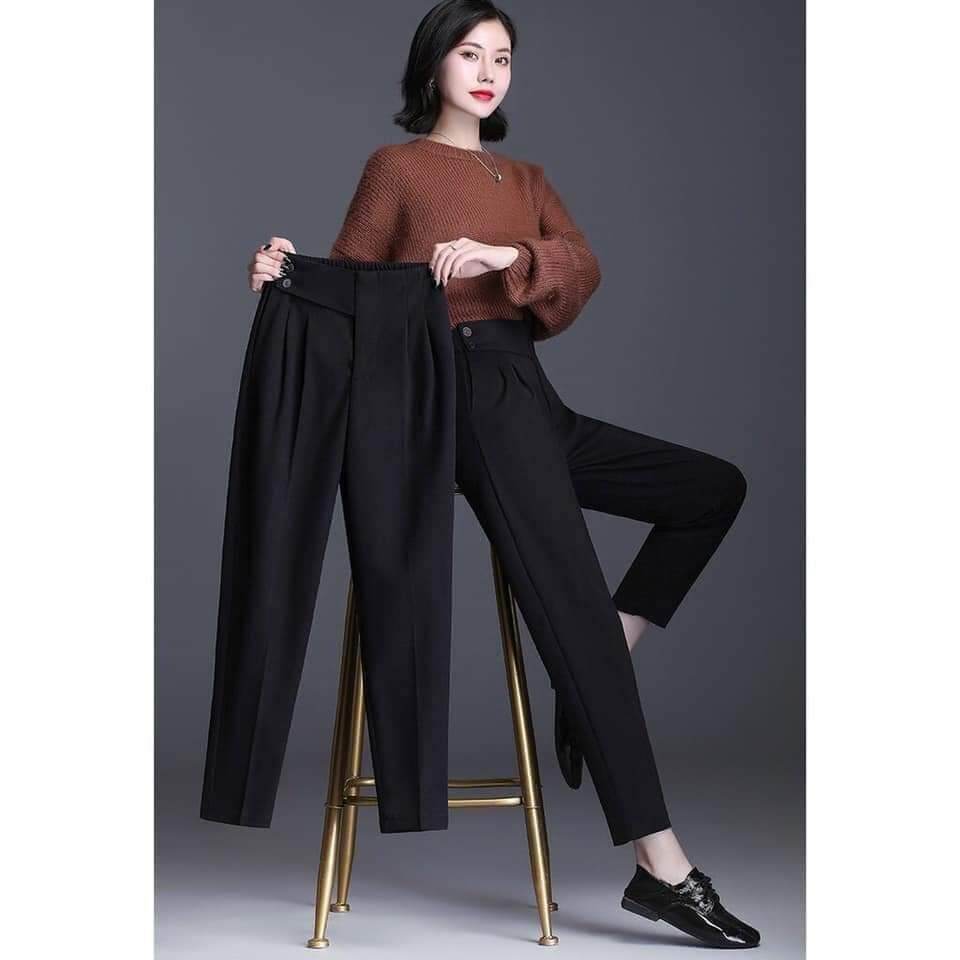 Quần baggy ,quần tây âu nữ công sở cạp chun sau cúc lệch chất vải tuyết mưa