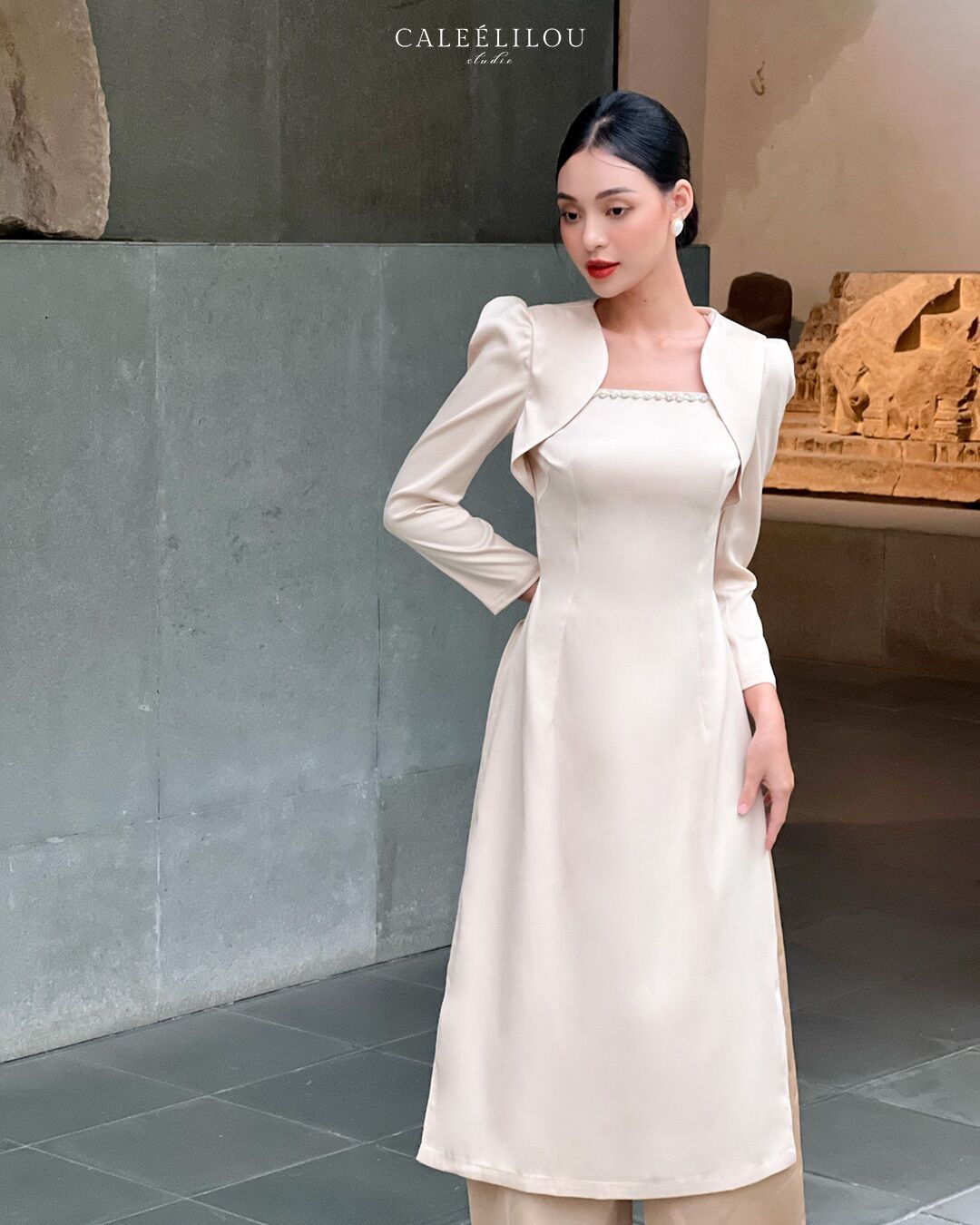 Caleelilou - Áo Dài Dạ Ngọc (kèm quần lụa)