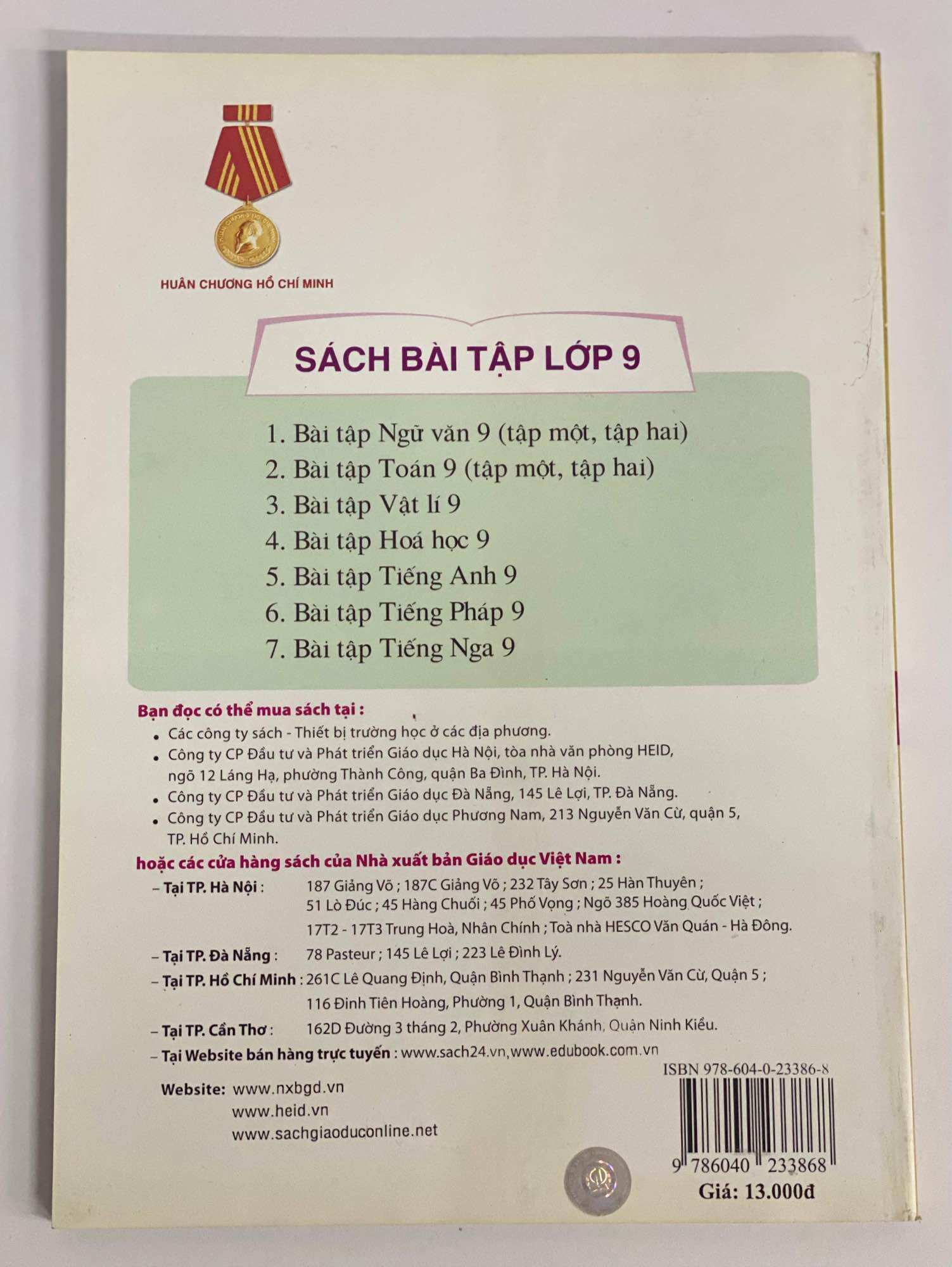 Bài tập Hoá Học 9 .