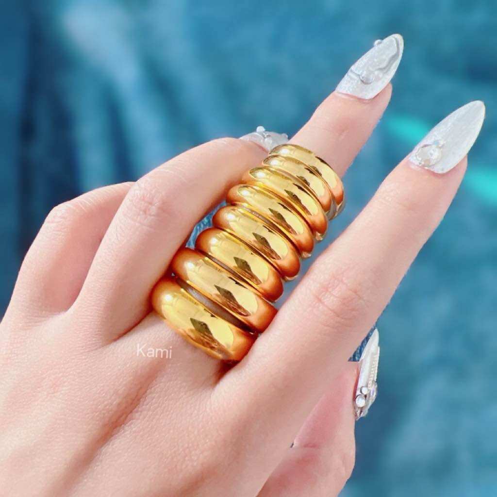 Nhẫn trơn phong thuỷ mô phỏng chất liệu đồng đủ size nam nữ
