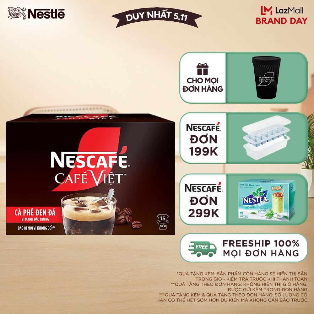 [FREESHIP TOÀN QUỐC] Hộp Cà phê đen hòa tan NESCAFÉ CAFÉ VIỆT (16g x 15 gói)