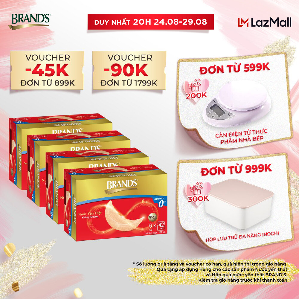 Combo 4 nước yến thật brand's không đường