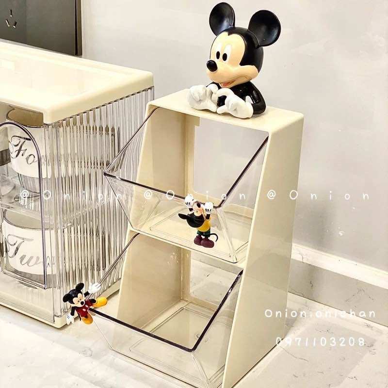 Khay để bàn đựng đồ 2 ngăn Acrylic mini đa năng đựng cafe