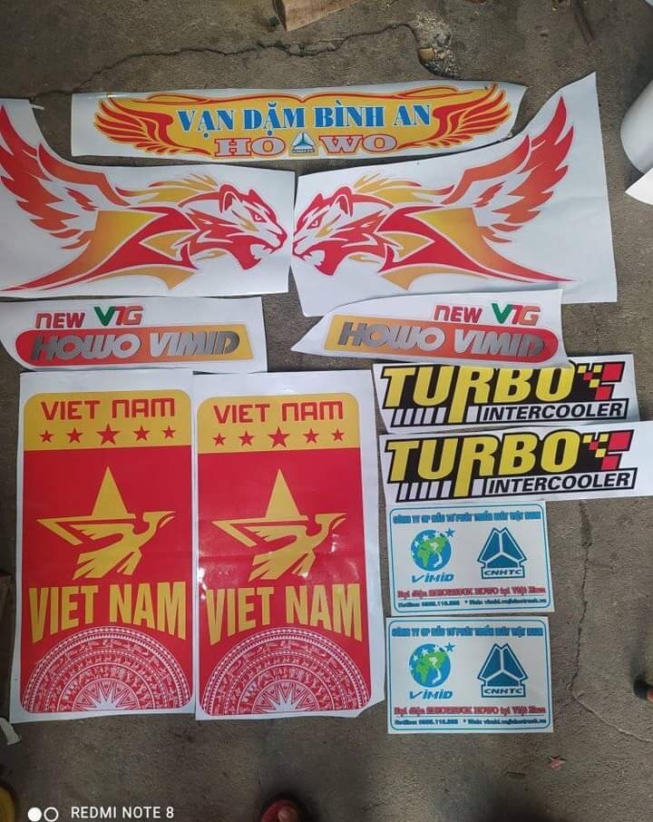 Combo bộ tem xe howo, howo ben / tem 2 bên hông cửa. tem decan dán xe howo 371, 380