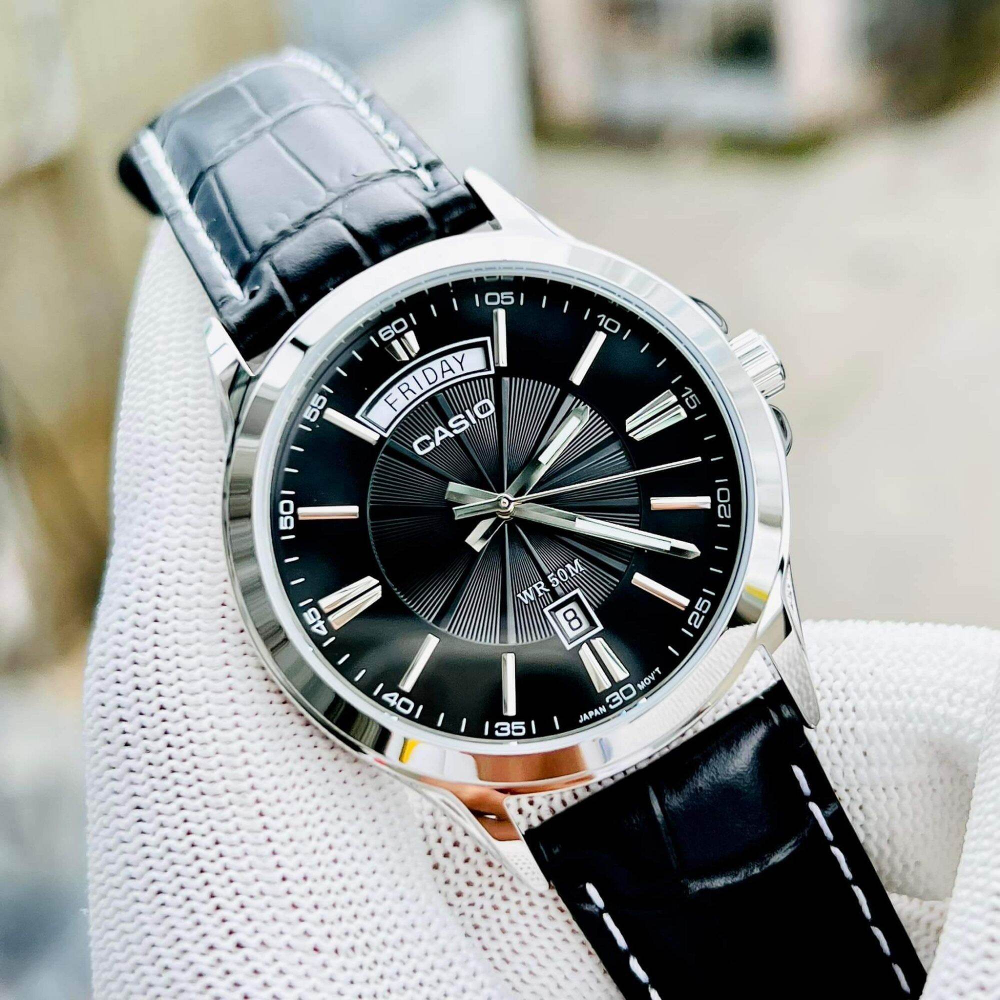 Đồng hồ nam dây da mtp-1381l-1a chính hãng casio