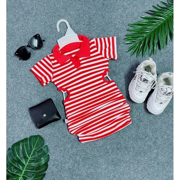 Đầm Body Sọc 2 màu Đen & Đỏ Bé Gái