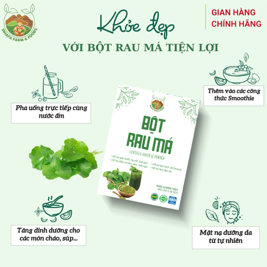 Bột rau má sấy lạnh nguyên chất sihafa farm & food