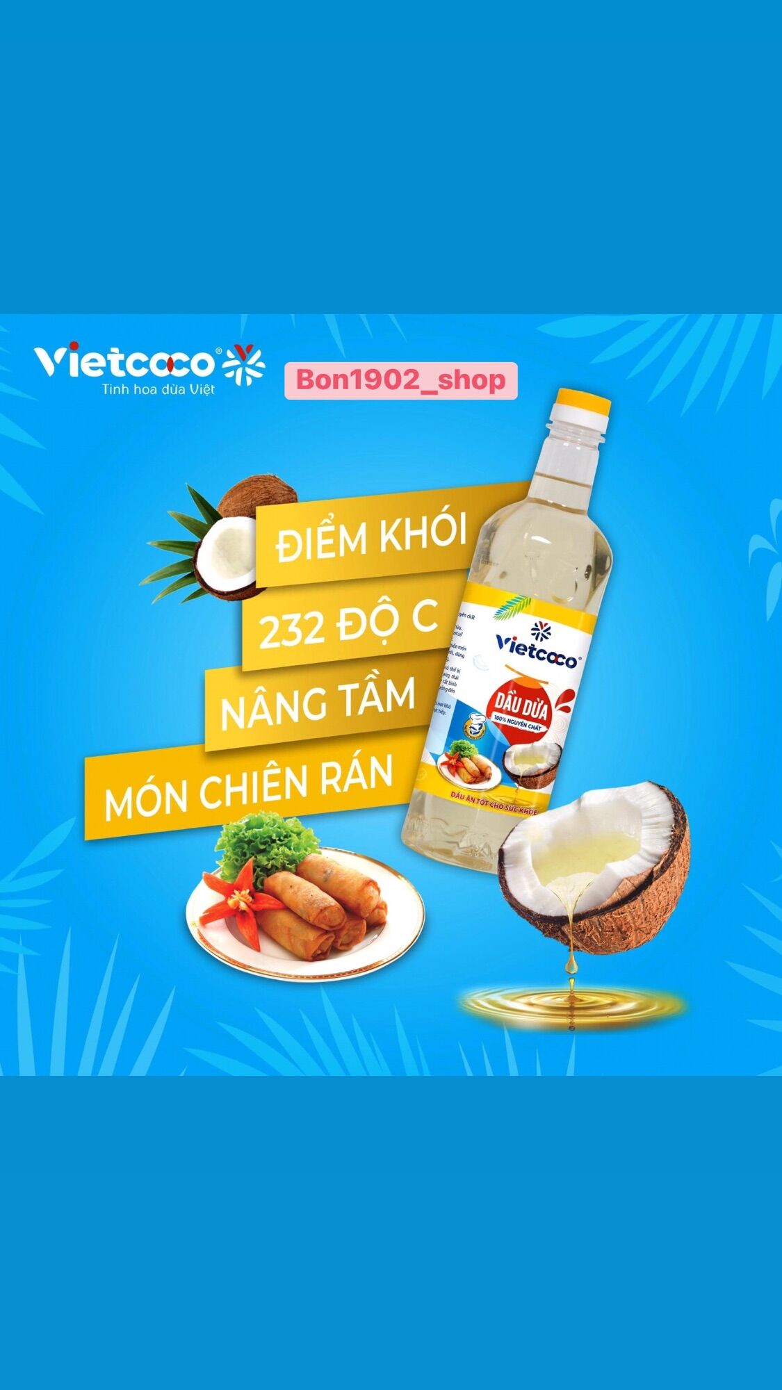 Dầu dừa tinh luyện vietcoco - dầu nấu ăn