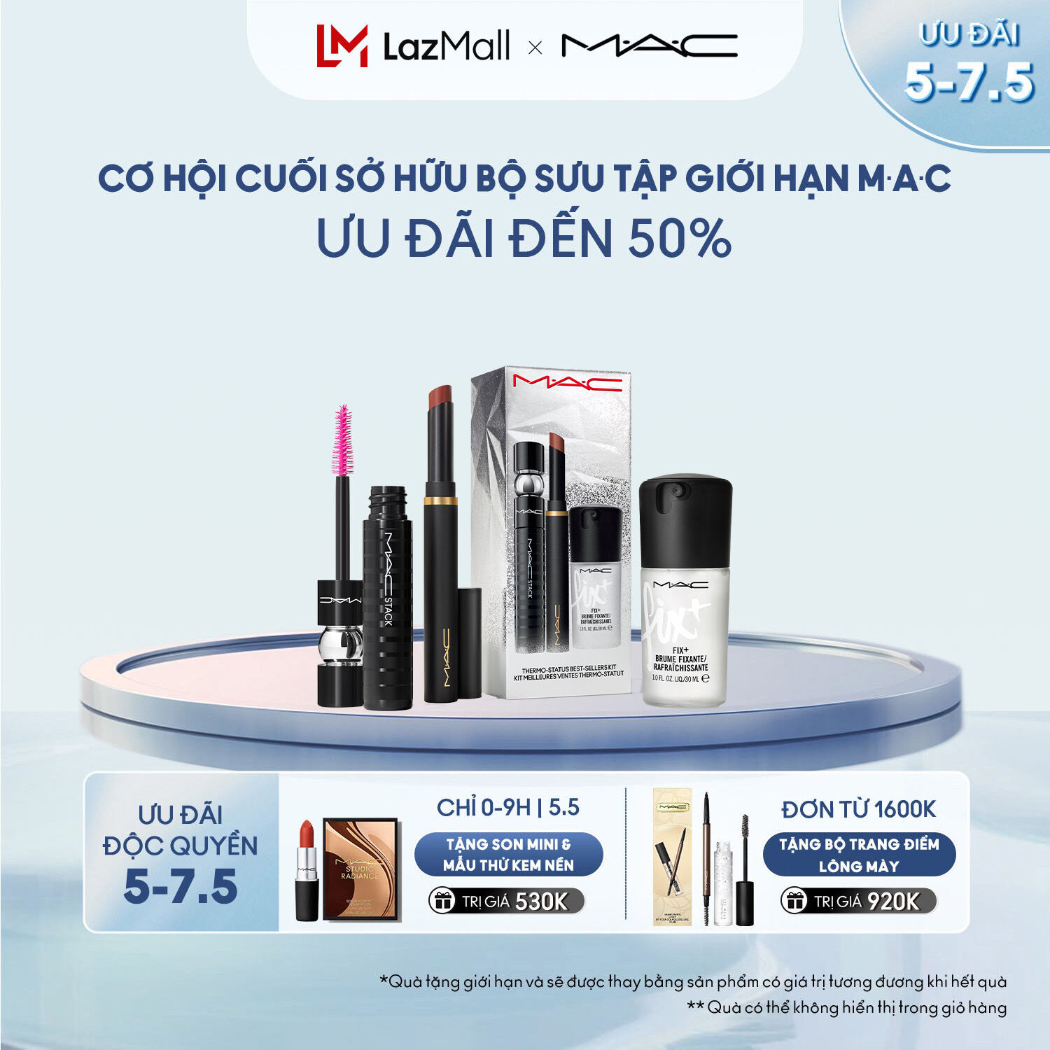 [ƯU ĐÃI 5-7.5] 【PHIÊN BẢN GIỚI HẠN】Bộ Mini Fix+ + Powder Kiss Velvet Blur Slim Stick phiên bản đặc biệt của MAC / Son dưỡng ẩm với màu sắc táo bạo và hiệu ứng lì - Bộ Thermo-Status Best-Sellers Kit.