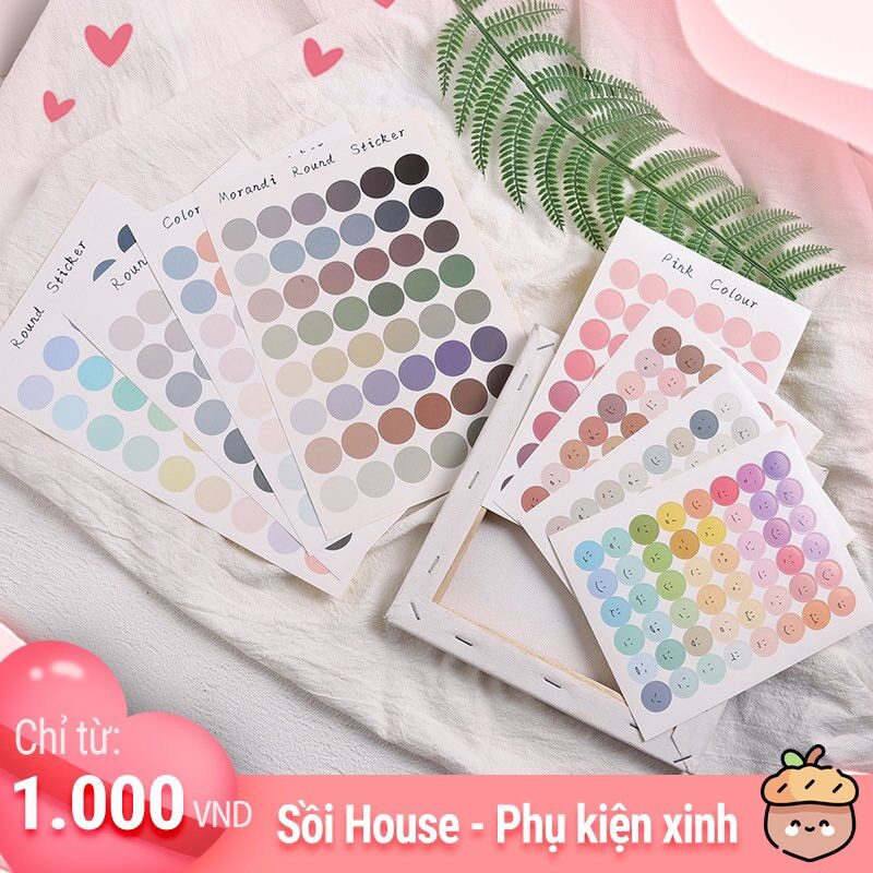 Sticker Dán Trang Trí Họa Tiết Chấm Tròn Minimalist Rất Xinh