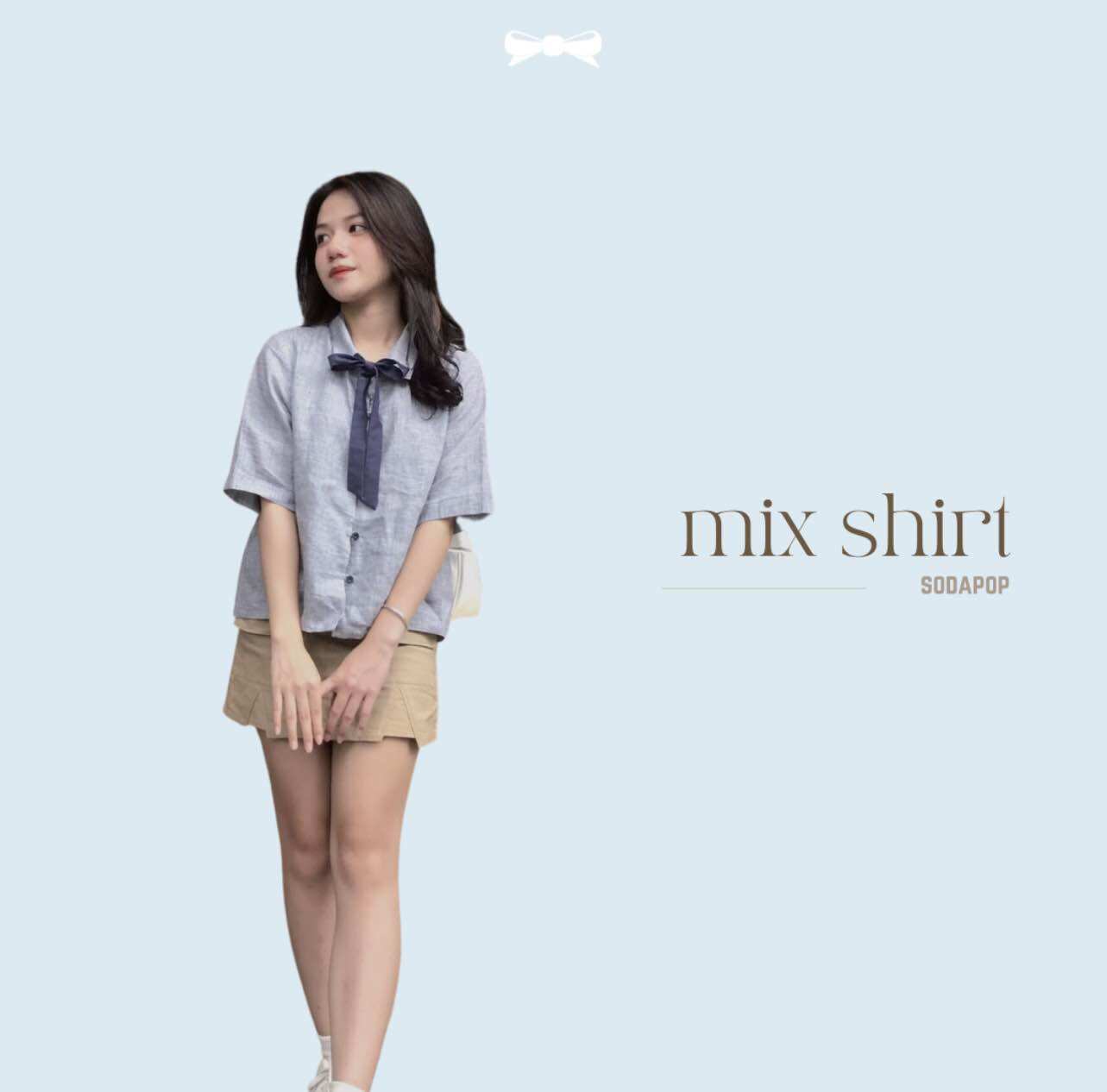 Soda pop - mix shirt - áo sơ mi phối nơ