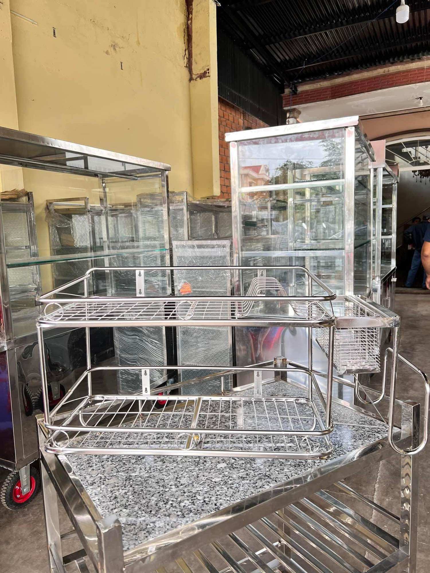 Kệ chén inox treo tường 30x50 có ống đũa đa năng