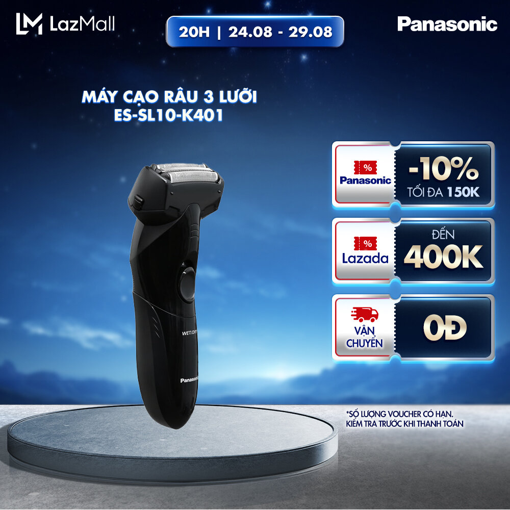 Máy Cạo Râu 3 Lưỡi Panasonic ES-SL10-K401- Lưỡi Cắt Hình Cung An Toàn Cho Da - Thiết Kế Hiện Đại – pin AA – Dễ Dàng Vệ Sinh - Bảo Hành Chính Hãng 12 tháng