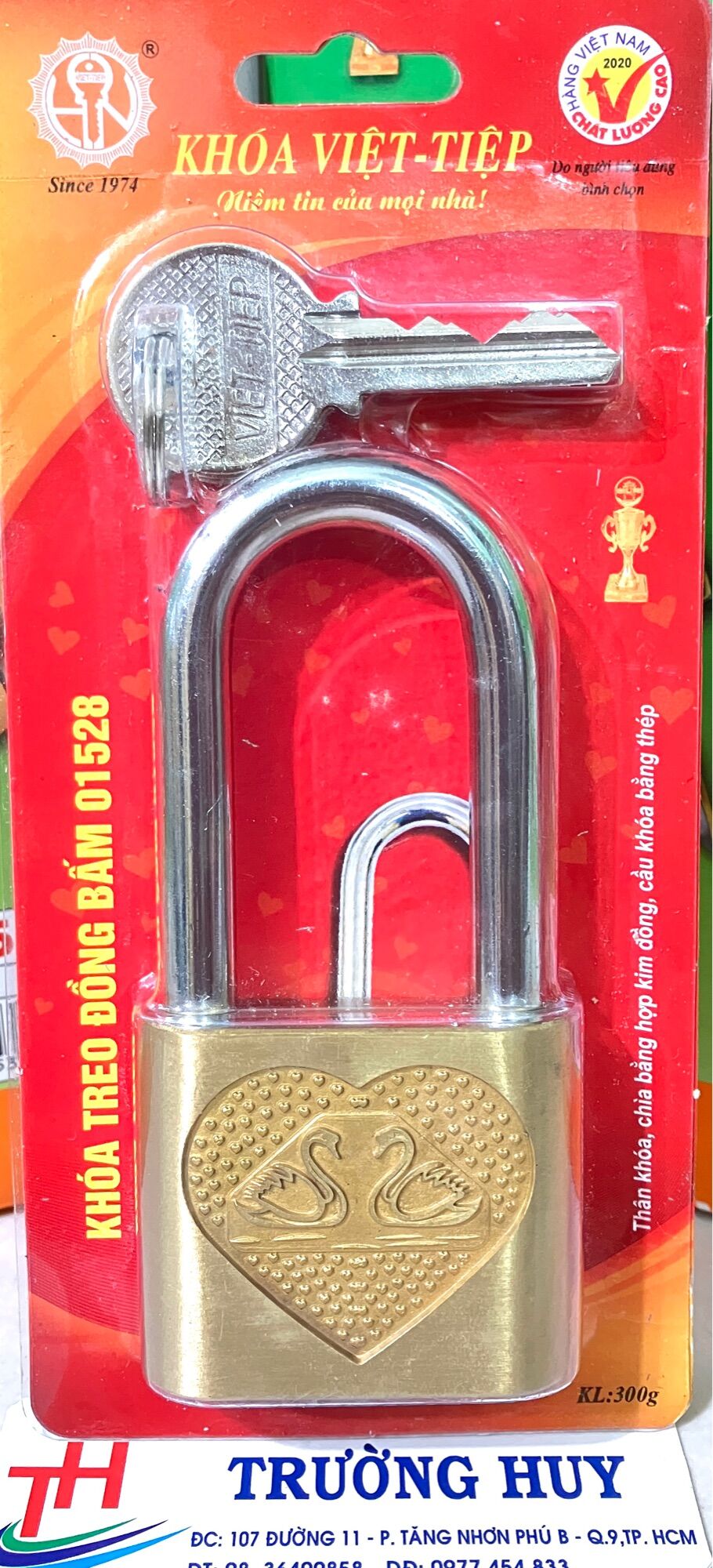 [chính hãng] khoá đồng bấm 'gọng dài' Việt Tiệp 01624