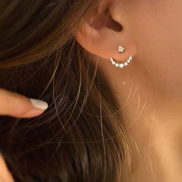 Bông tai sao đá pha lê đeo 2 kiểu