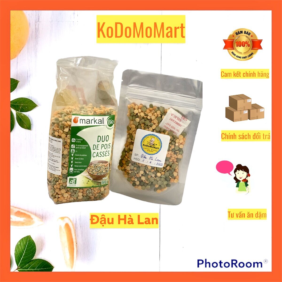 Đậu hà lan hữu cơ markal bio tách lẻ 100g date tháng 12/2022