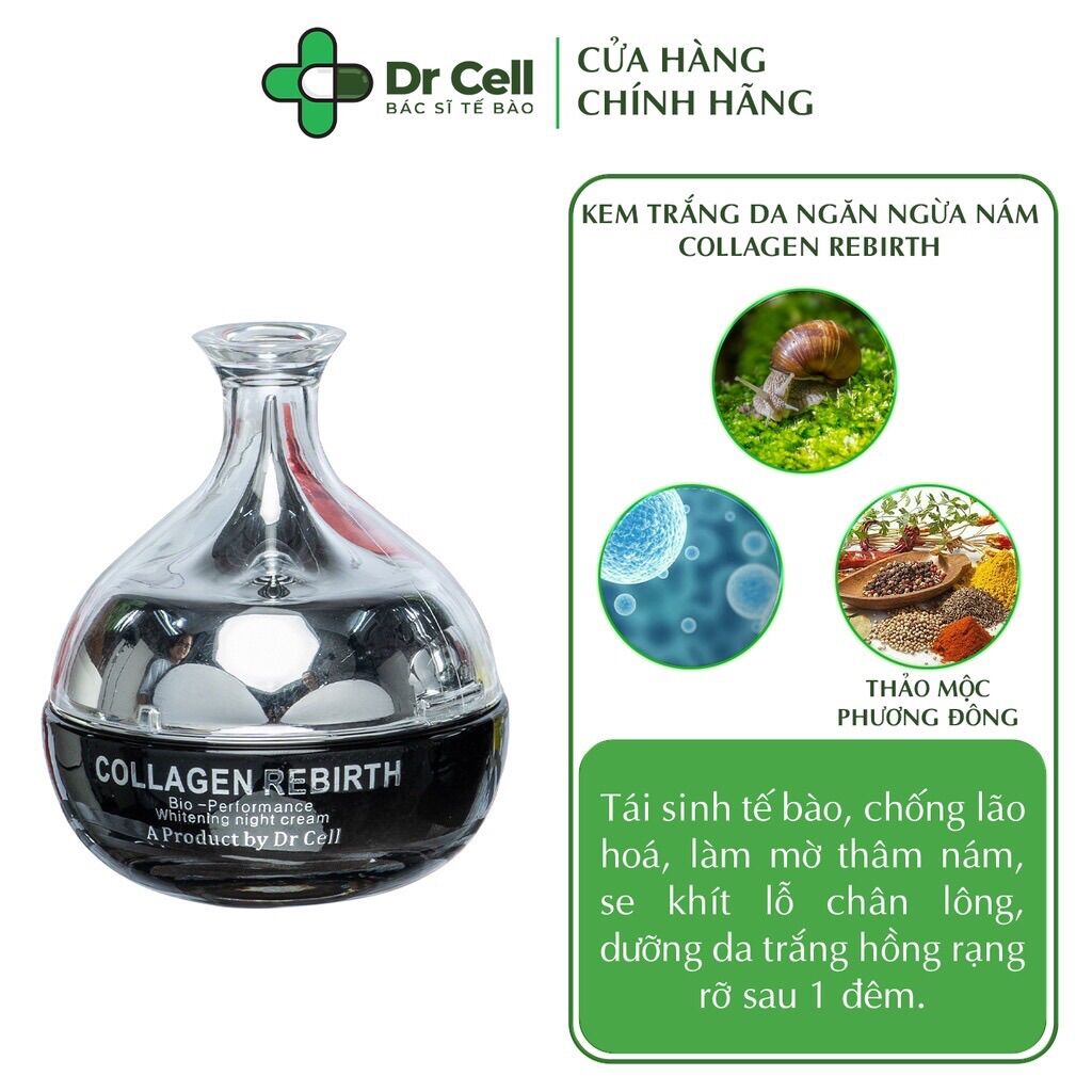 Kem Dưỡng Da Phục Hồi Tái Tạo Ban Đêm Collagen Rebirth Dr Cell-30ml, ngăn ngừa lão hoá da