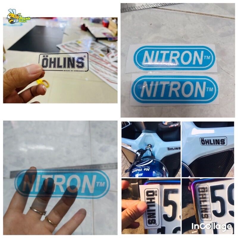 Tem Ohlins/Nitron Trong Suốt Dán Thụt Trang Trí Xe Máy