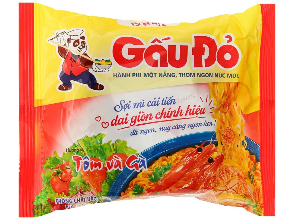 Mì Gấu Đỏ Tôm và Gà thùng 30 gói 63g