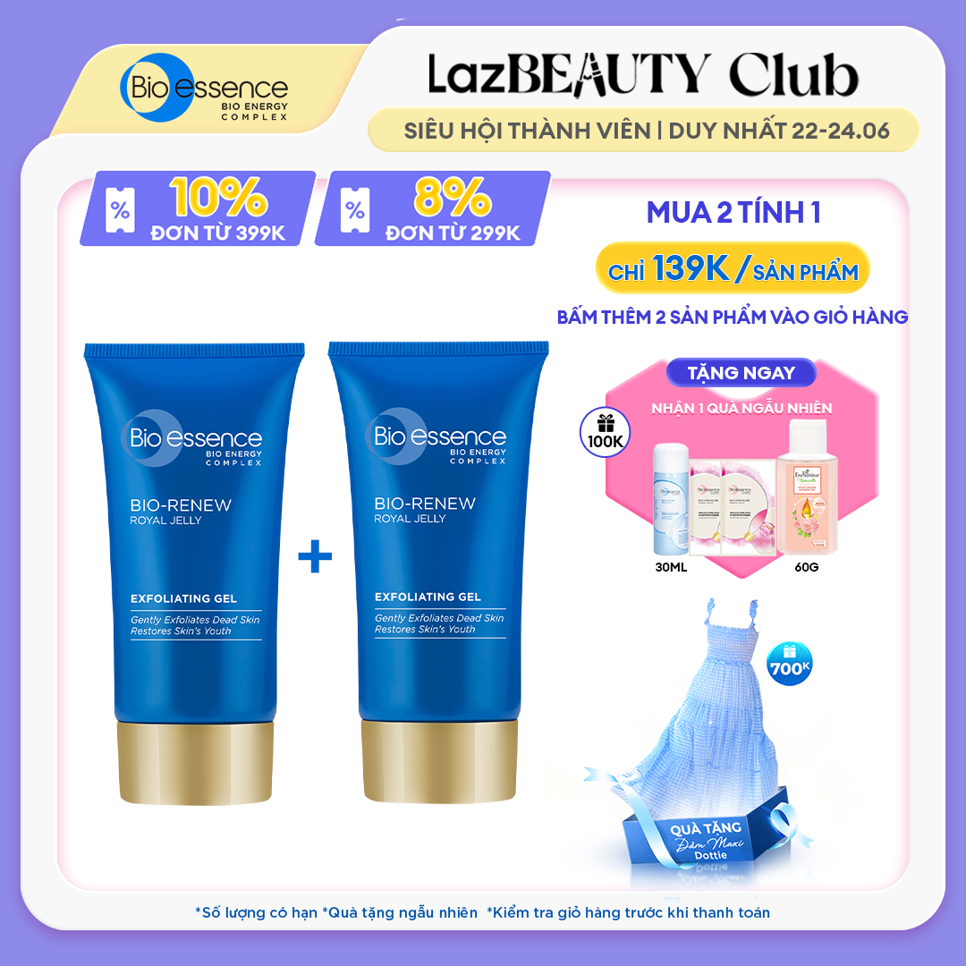 [MUA 2 TÍNH TIỀN 1] Gel Tẩy Tế Bào Chết Dưỡng Da Tươi Trẻ Bio-Essence Bio-Renew Exfoliating Gel Tinh Chất Sữa Ong Chúa + Atp 60gr
