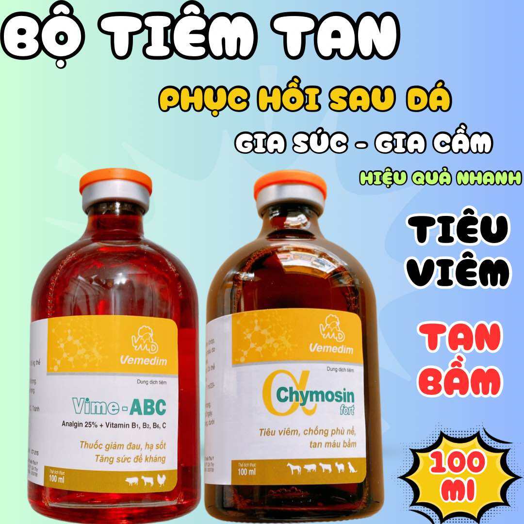 Combo Chymosin và Abc trị tan gà, vần vò sau đá