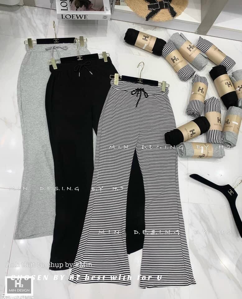 Quần ống loe lưng cao, quần thun ống loe cá tính