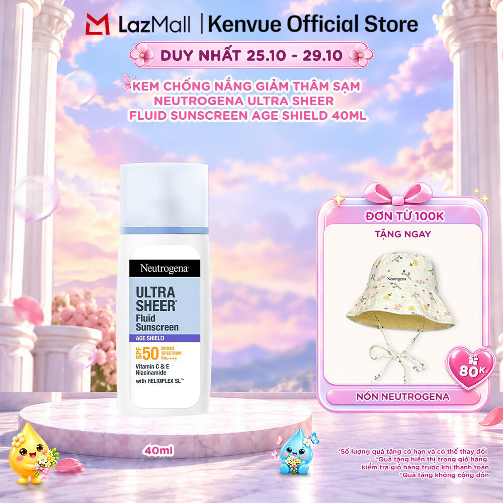 Kem chống nắng Neutrogena® Ultra Sheer Fluid Sunscreen Age Shield SPF 50 Broad Spectrum PA++++ 40ml
