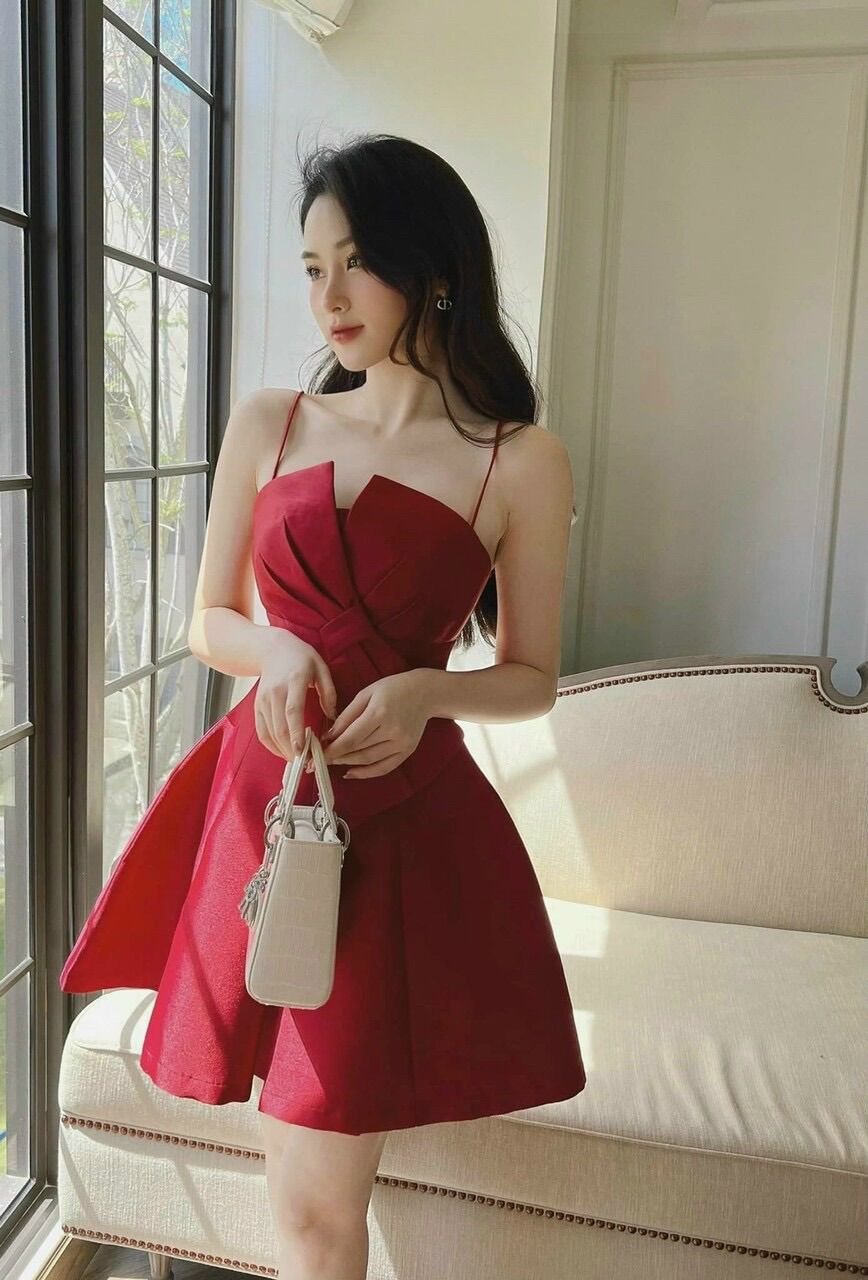 (SHOP TÁO ĐỎ BIGSIZE 50KG ĐẾN 90KG) đầm nơ chéo dáng xoè có mút