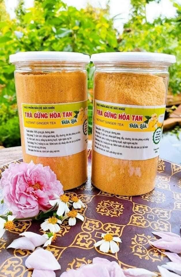 Trà gừng nguyên chất đak lak, đóng gói hủ pet 500g