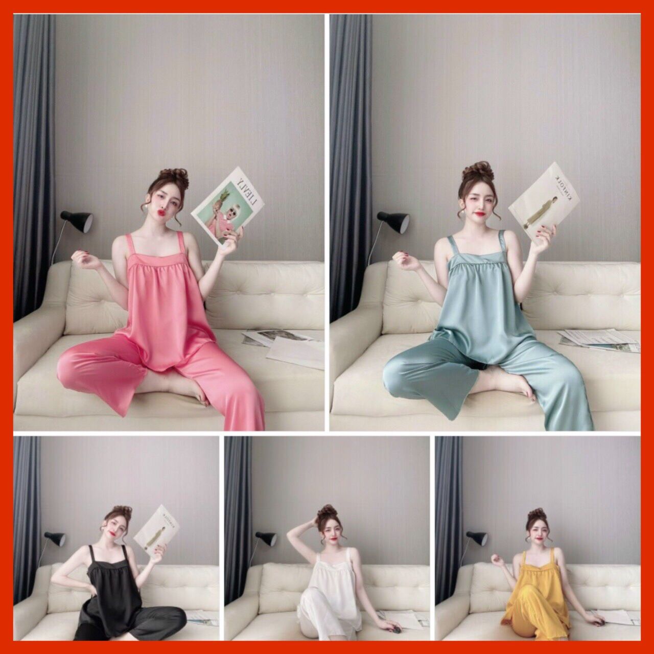 Đồ ngủ sexy, Đồ ngủ nữ lụa cao cấp mềm mại, Đồ bộ satin mùa hè