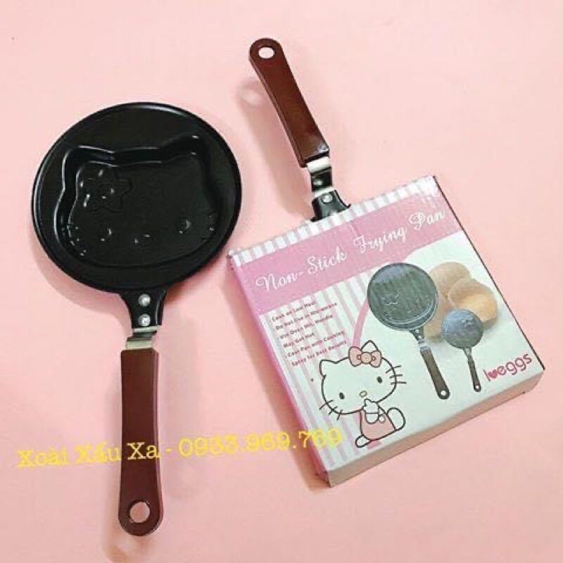 Chảo chiên trứng ốp la mini hình trái tim hello kitty chảo mini mèo hello kitty dễ thương đánh yêu tiện lợi