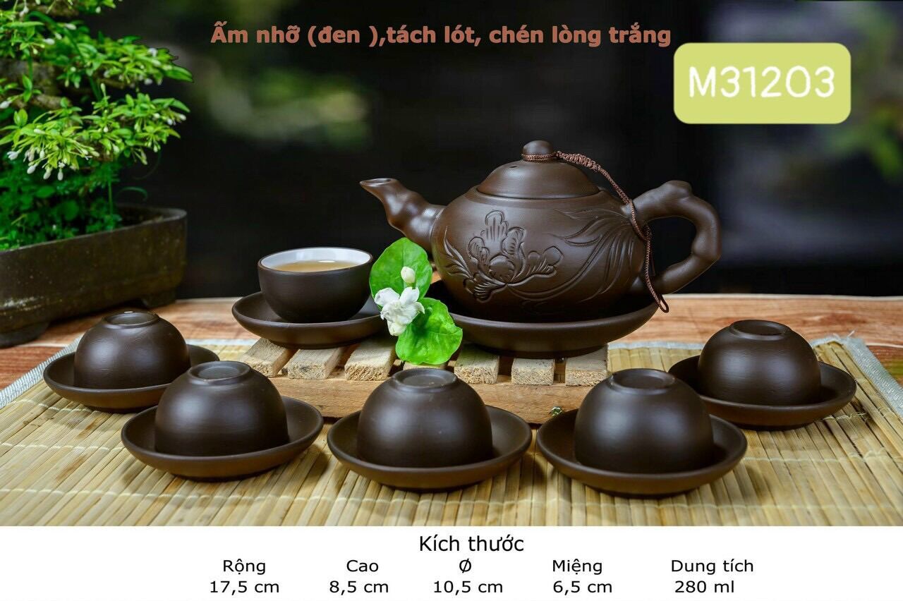 Bộ ấm trà tử sa. gốm sứ bát tràng
